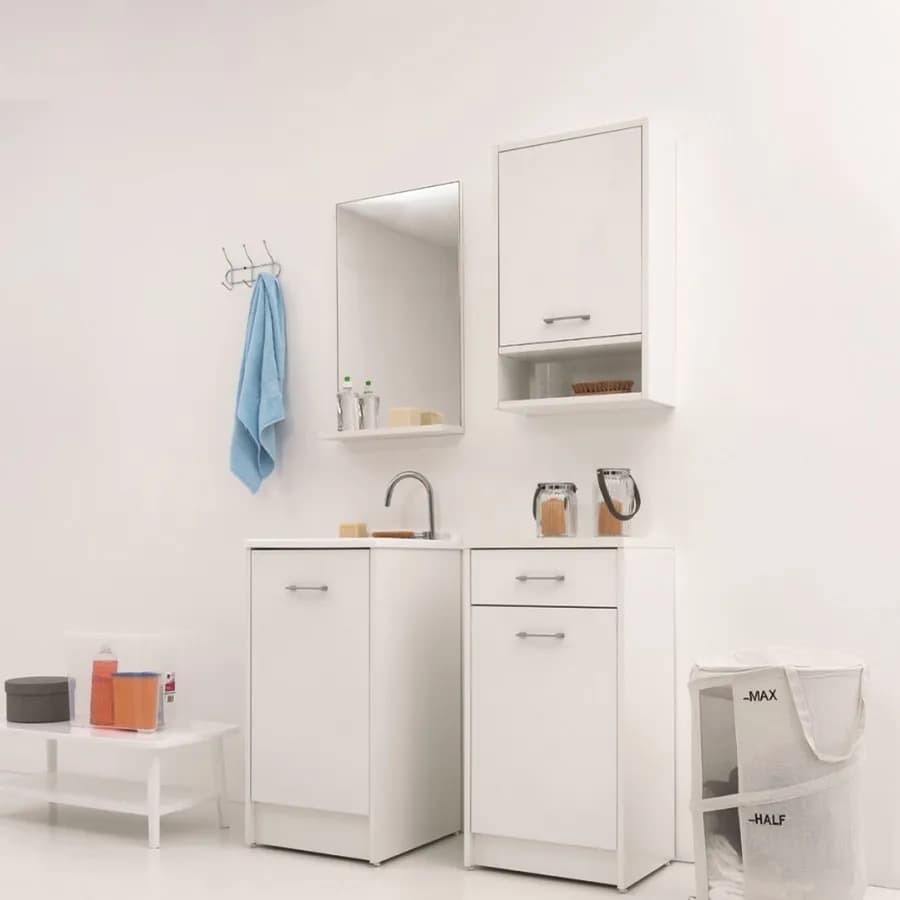 Pensile multiuso Colavene Domestica cm 45x22x70h apertura anta dx tela bianco