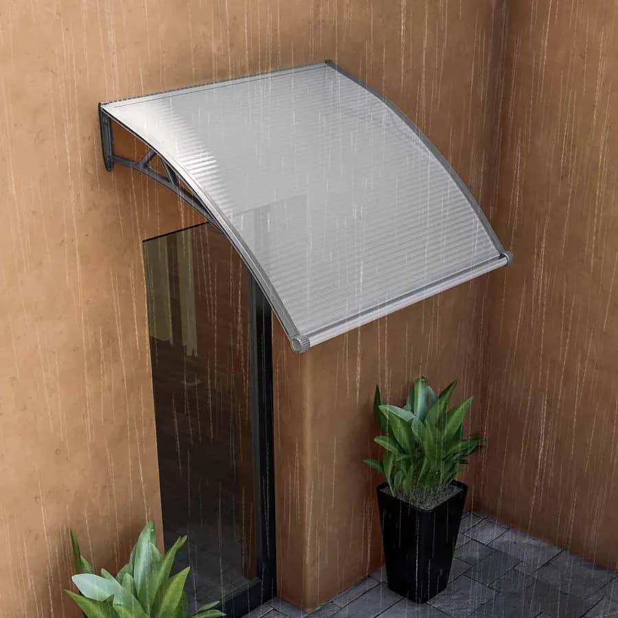 Pensilina 140x90 cm struttura grigia copertura satinata con gocciolatoio - Sirocco