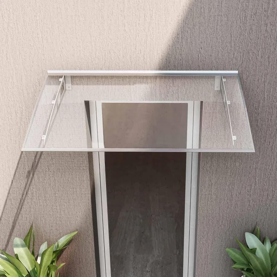 Pensilina 140x90 cm struttura grigia copertura trasparente