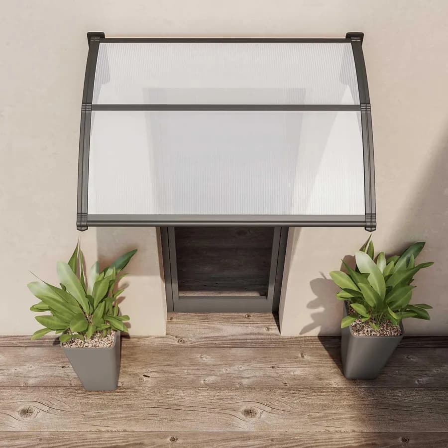 Pensilina 150x100 cm struttura nera e copertura grigio satinato - Brise