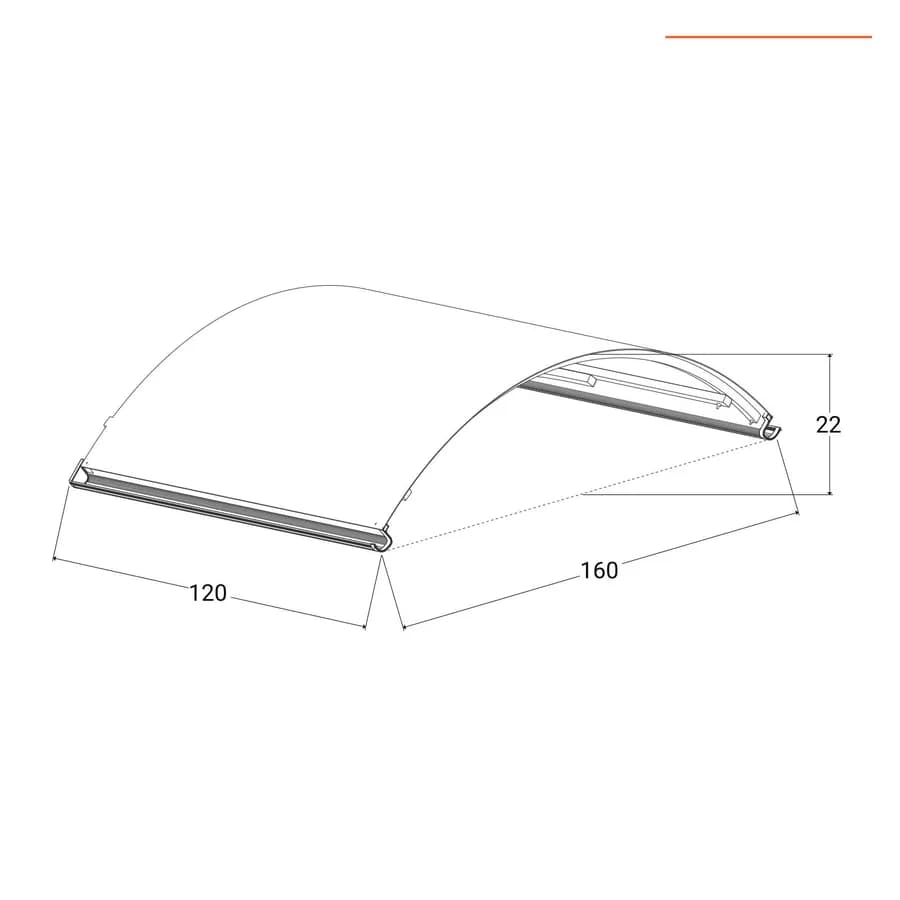 Pensilina ad arco 160x120 cm grigia satinata con gocciolatoio - Arkie