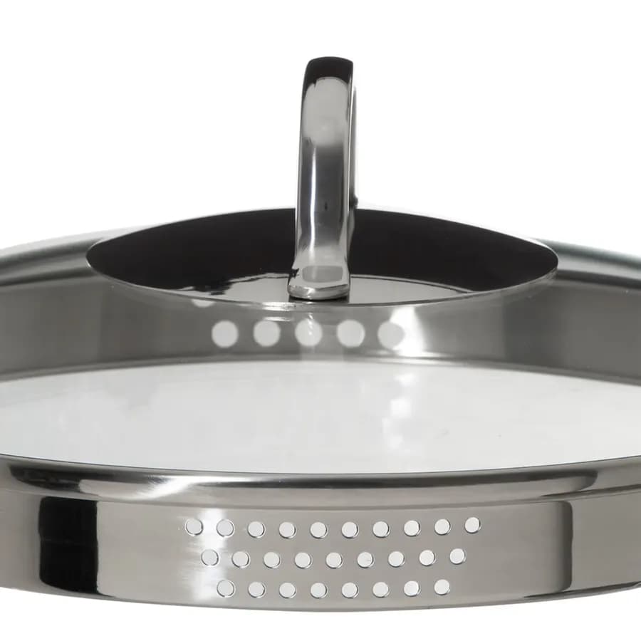 Pentola 28x22h cm in acciaio inox cromo con coperchio in vetro - Veralux