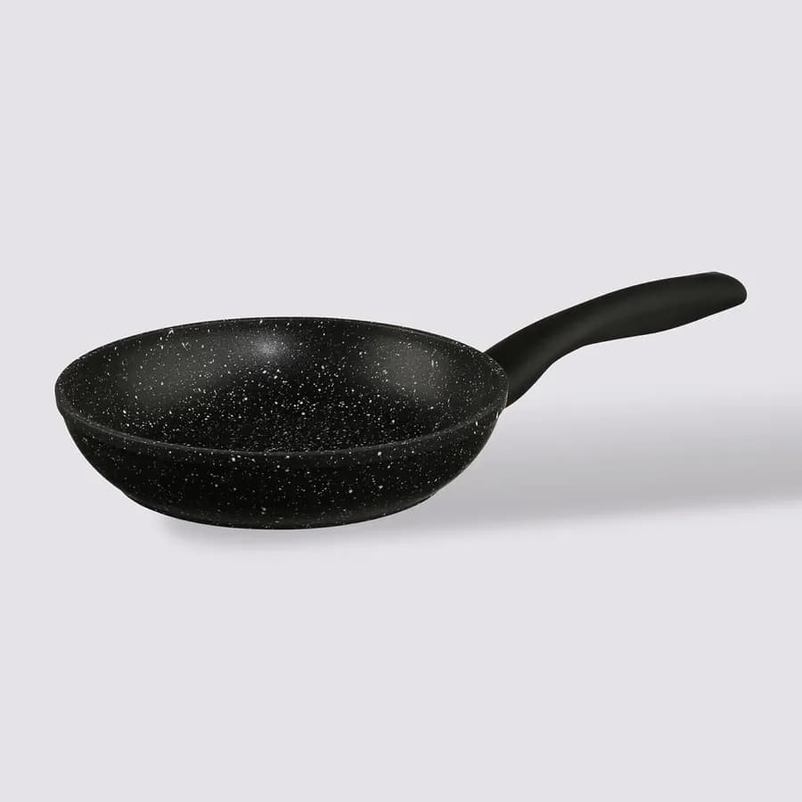 Padella antiaderente 20x6h cm in alluminio forgiato effetto pietra nero - Yasmira