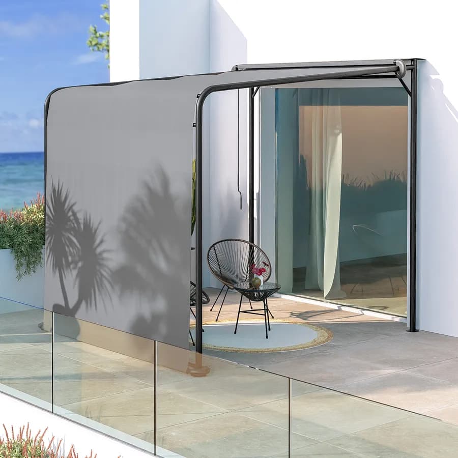 Pergola 3x2,5 m in acciaio nero con telo scorrevole grigio - Hedera