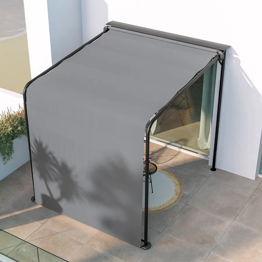 Pergola 3x2,5 m in acciaio nero con telo scorrevole grigio - Hedera