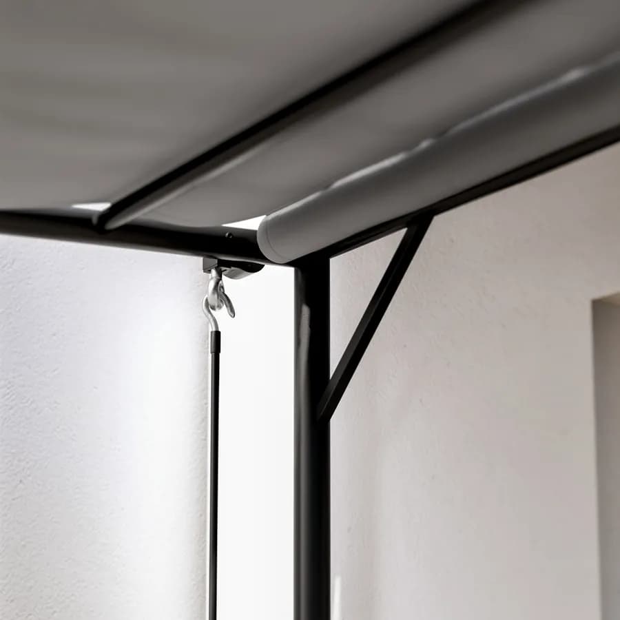 Pergola 4x3 m in acciaio nero con telo scorrevole grigio - Hedera