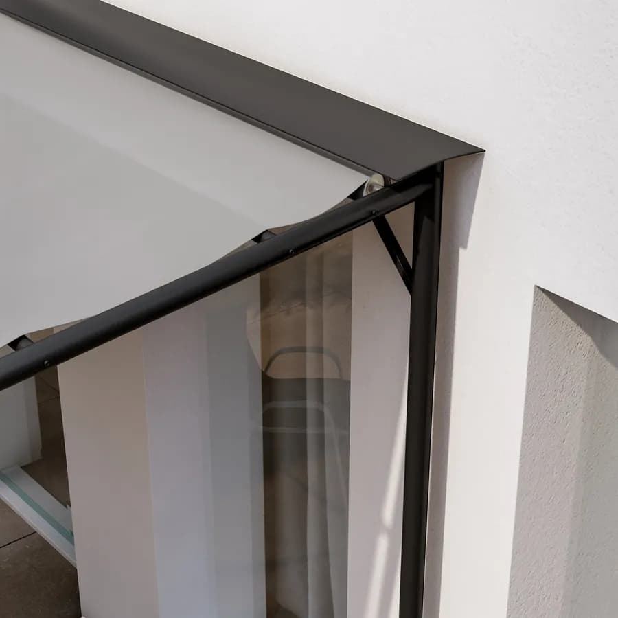 Pergola 4x3 m in acciaio nero con telo scorrevole grigio - Hedera