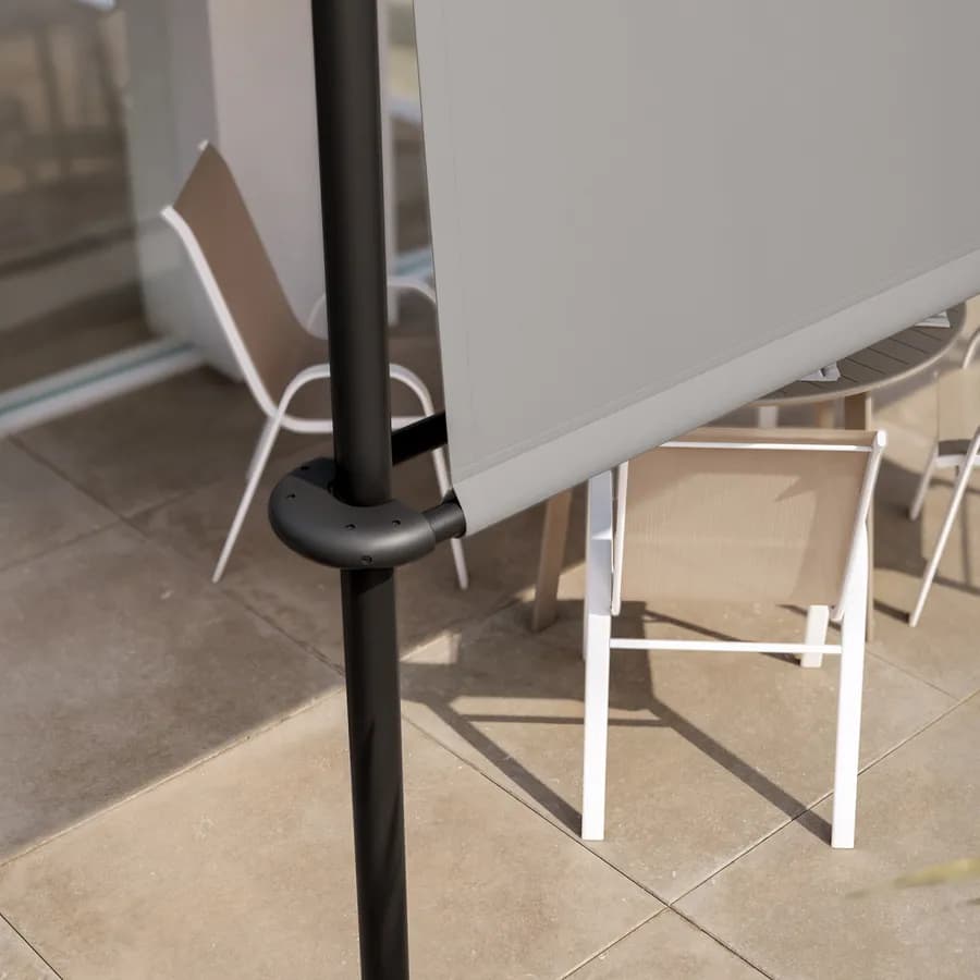 Pergola 4x3 m in acciaio nero con telo scorrevole grigio - Hedera