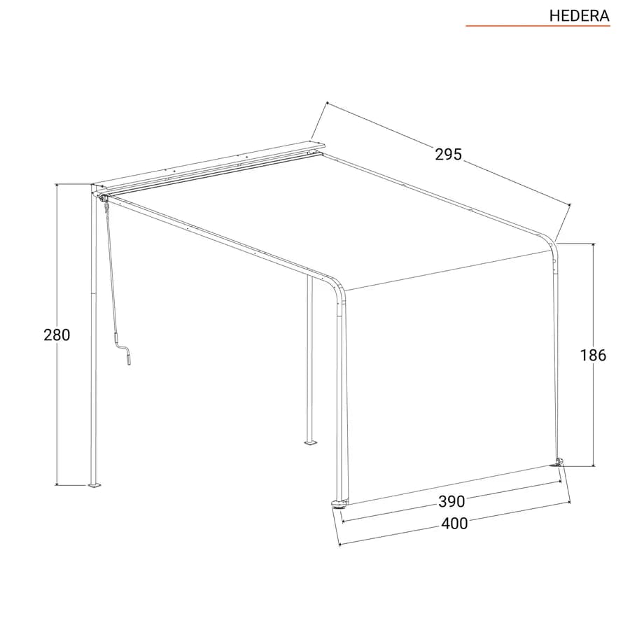 Pergola 4x3 m in acciaio nero con telo scorrevole grigio - Hedera