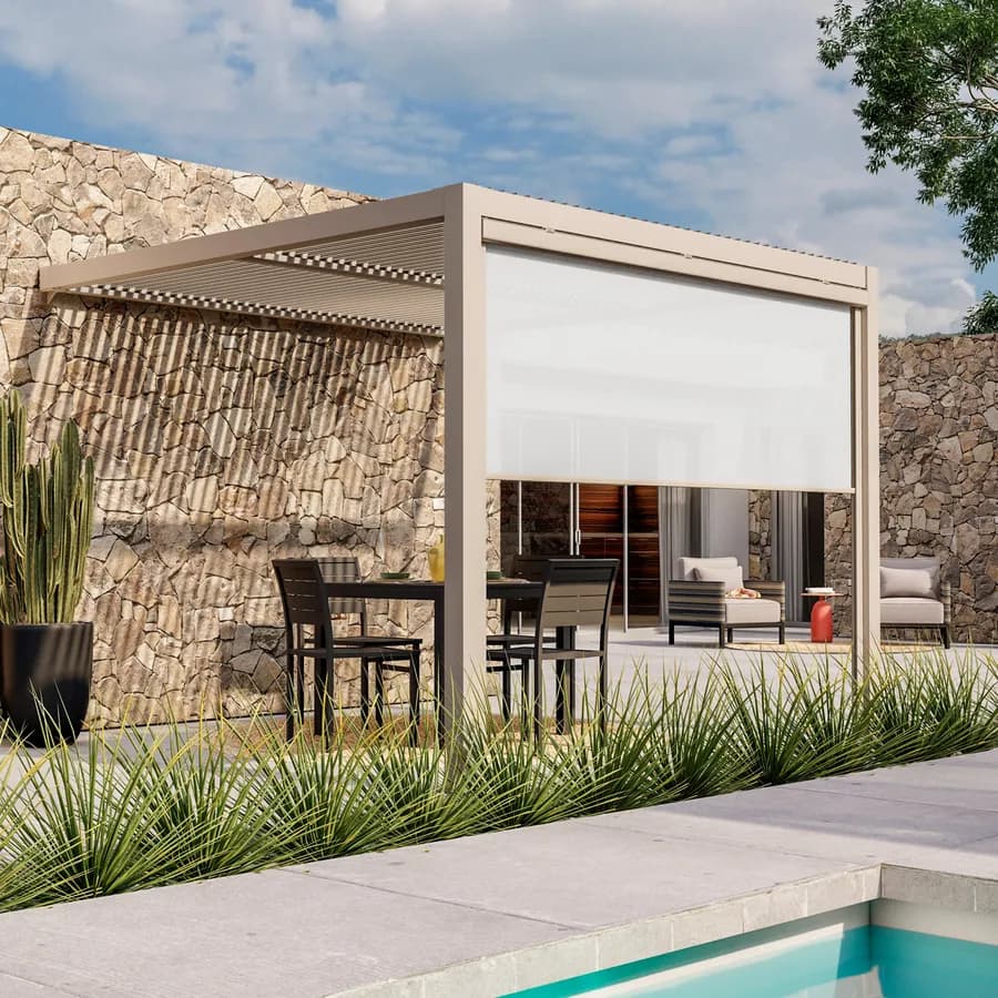 Pergola con tetto a lamelle 3x3 m in alluminio tortora - Enea