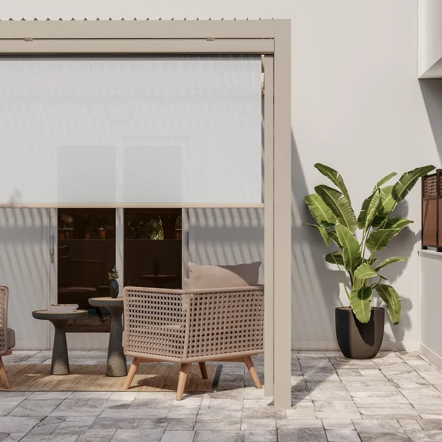 Pergola con tetto a lamelle 3x3 m in alluminio tortora - Enea