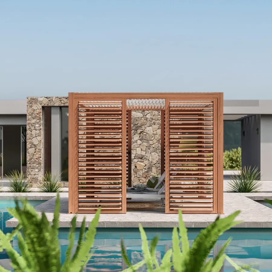 Persiana laterale 1 m per gazebo bioclimatico effetto legno