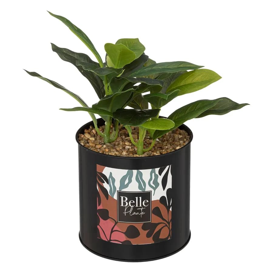 Pianta artificiale 23h cm con vaso in metallo nero