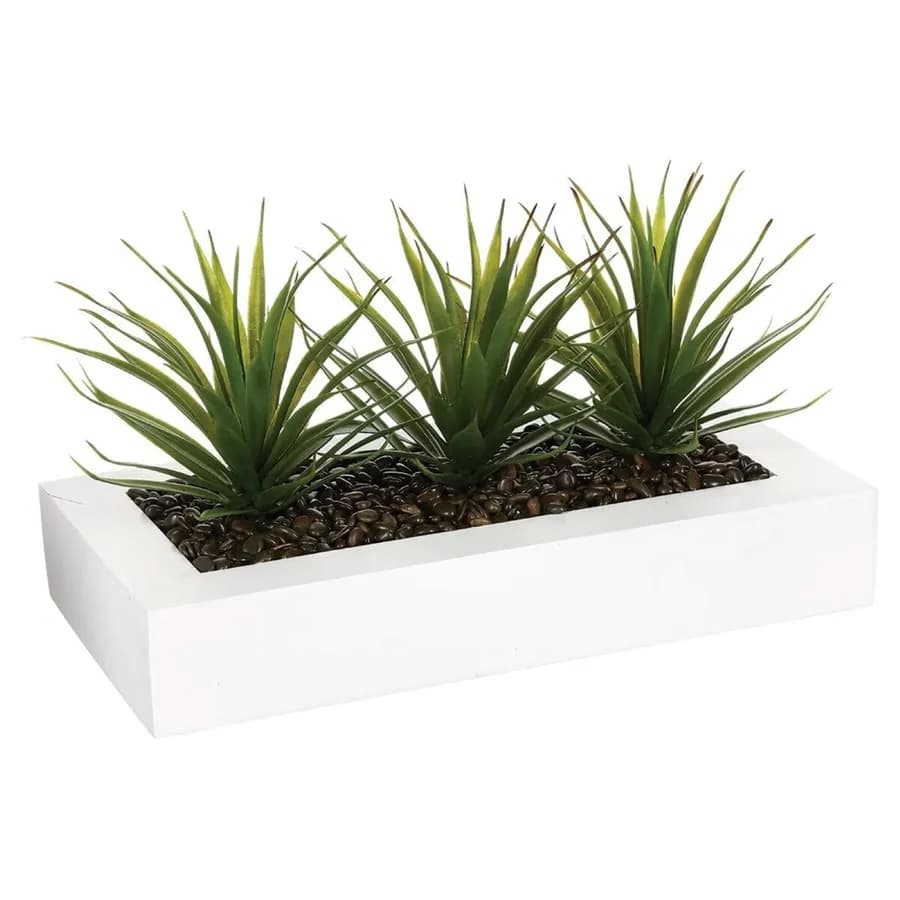 Pianta artificiale di aloe vera 35x15 cm in vaso in gres porcellanato