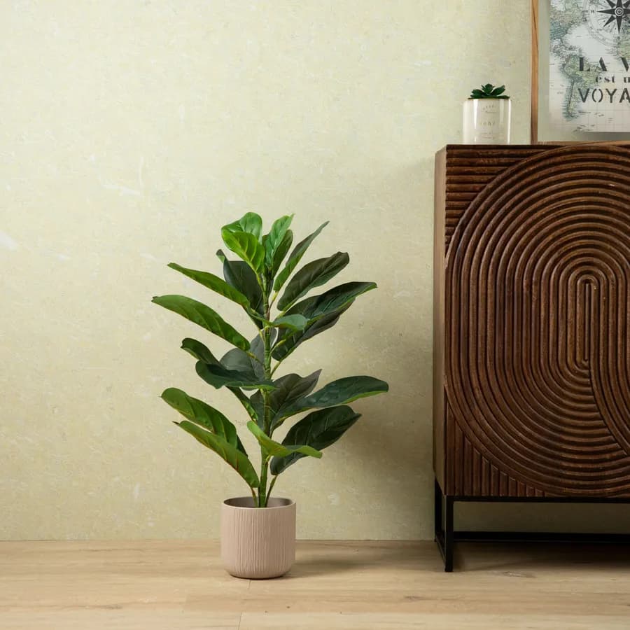 Pianta artificiale di ficus lyrata 75 cm con 21 foglie in vaso