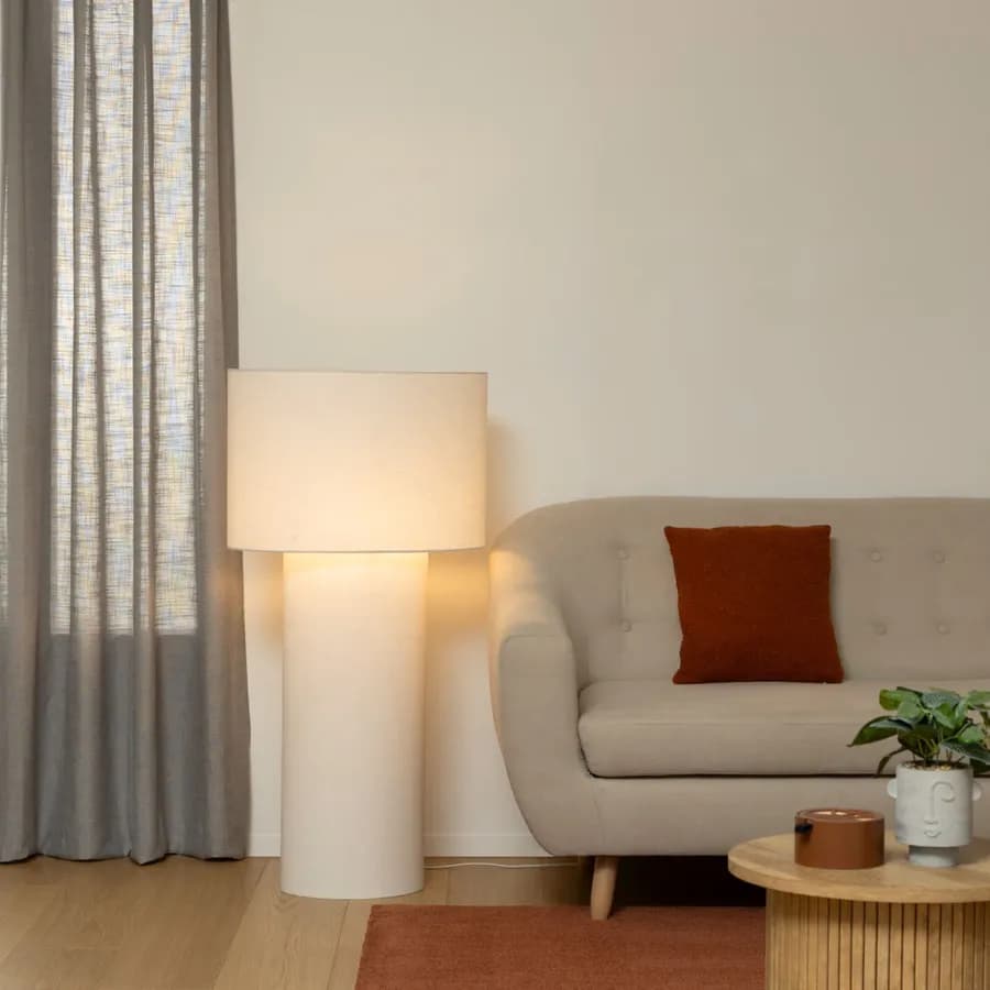 Piantana 115h cm in tessuto bianco
