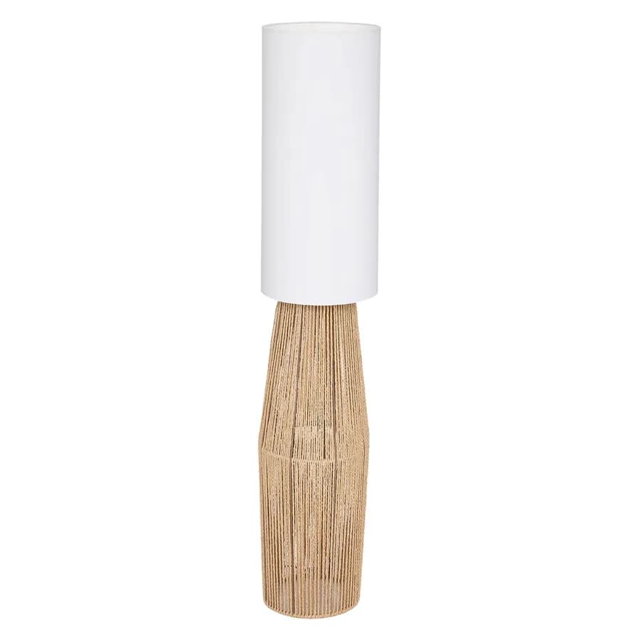 Piantana 130 h cm intreccio in corda naturale e paralume bianco