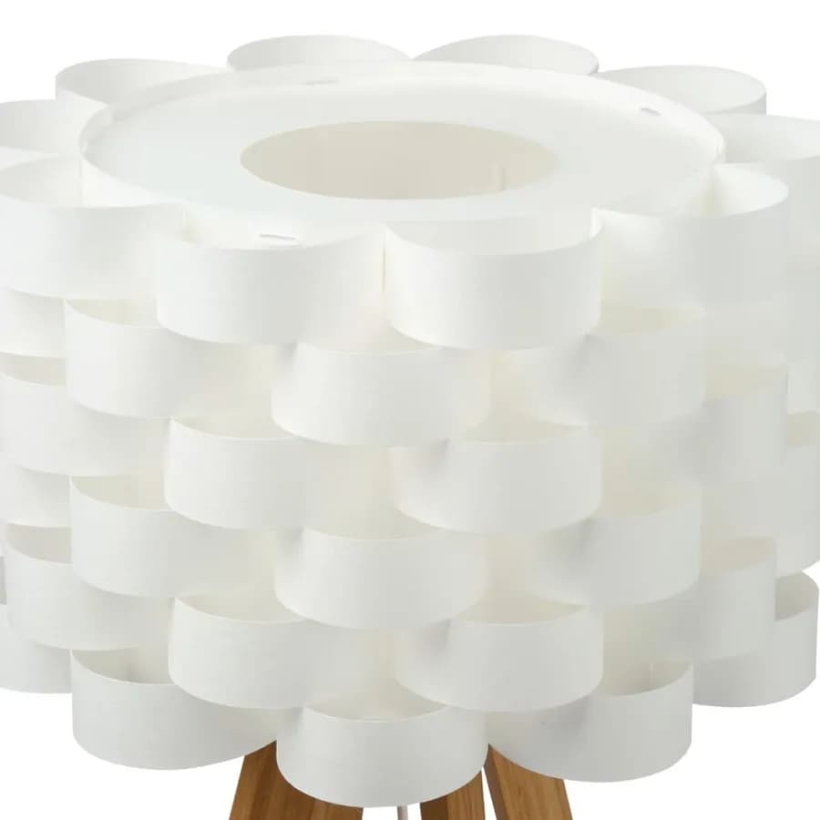 Piantana 150 h cm in bambù naturale e paralume bianco - Moyra