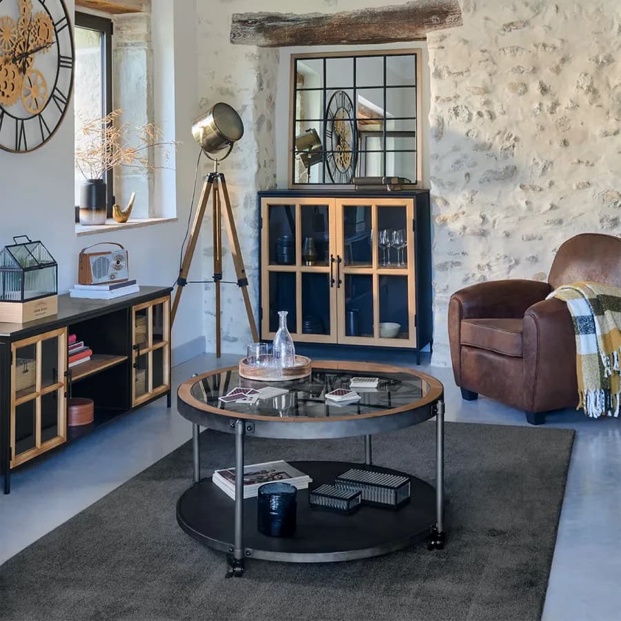 Piantana 150 h cm vintage in legno grigio e metallo bronzo