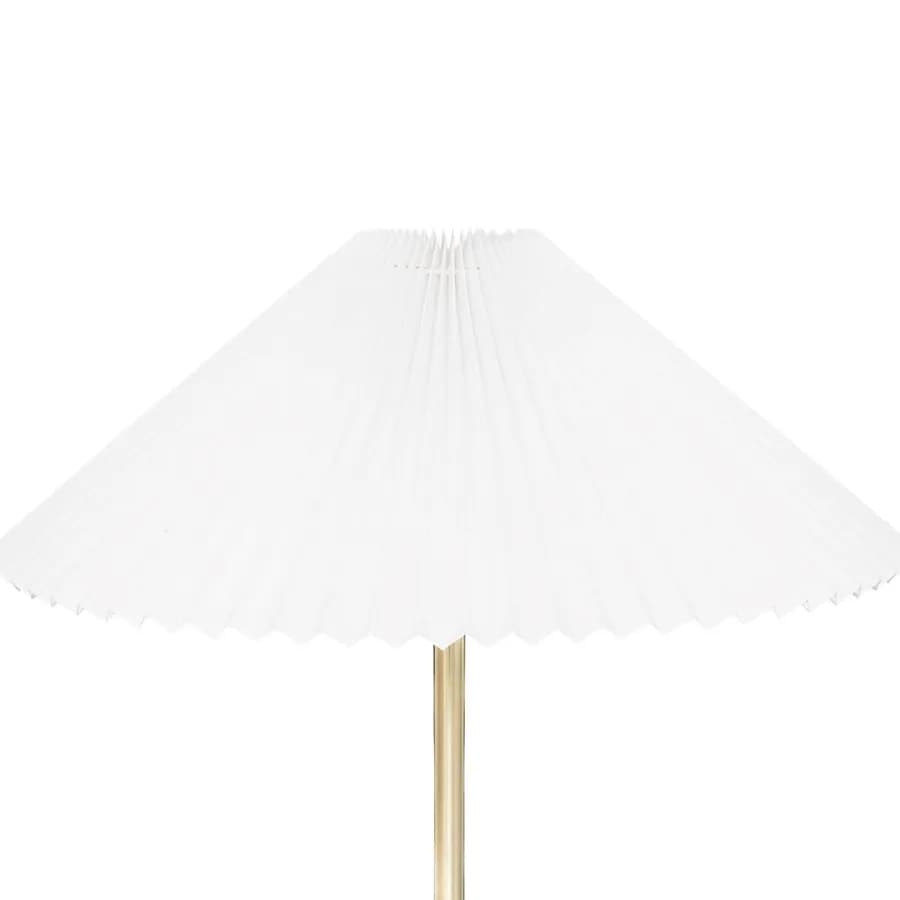 Piantana 150h cm in acciaio oro e paralume plissettato bianco