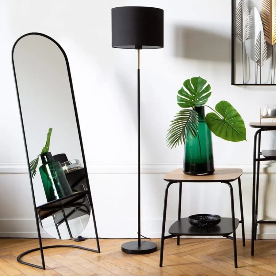Piantana 151h cm in acciaio nero e oro - Alien