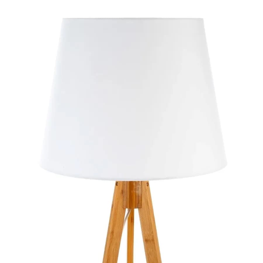 Piantana 160 h cm in bambù naturale e paralume bianco