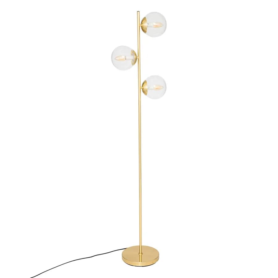 Piantana 162h cm in metallo oro con sfere in vetro - Boule
