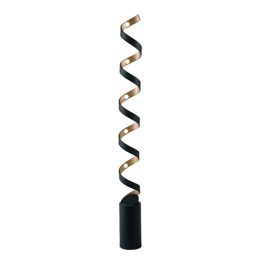 Piantana a luce calda 152 cm in alluminio nero goffrato e interno oro