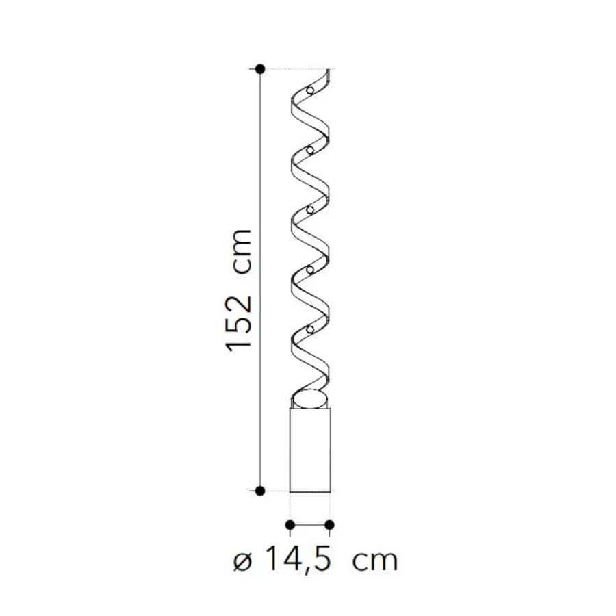 Piantana a luce calda 152 cm in alluminio nero goffrato e interno oro