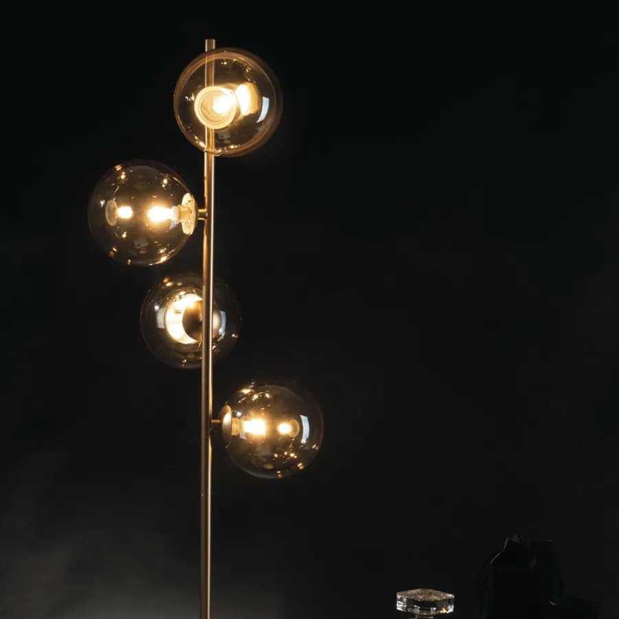 Piantana da interno 34,5x160h cm in vetro soffiato champagne