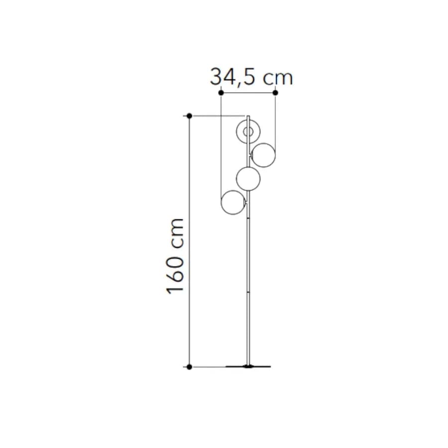Piantana da interno 34,5x160h cm in vetro soffiato champagne