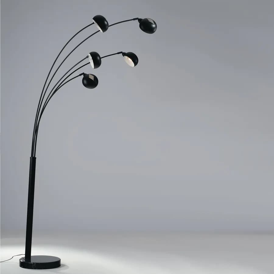 Piantana h219 cm in metallo nero e luci orientabili