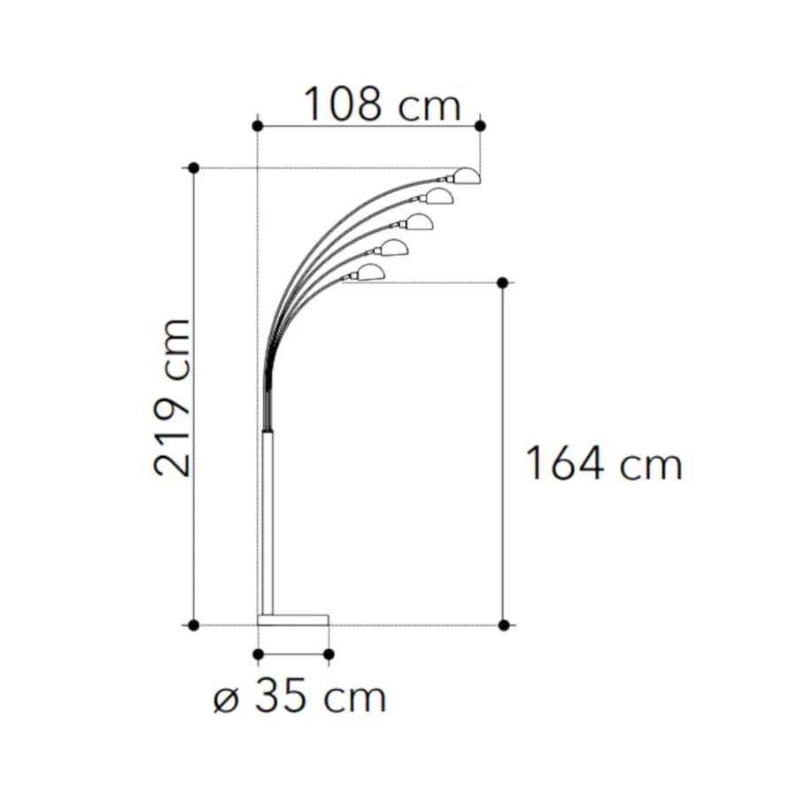 Piantana h219 cm in metallo nero e luci orientabili