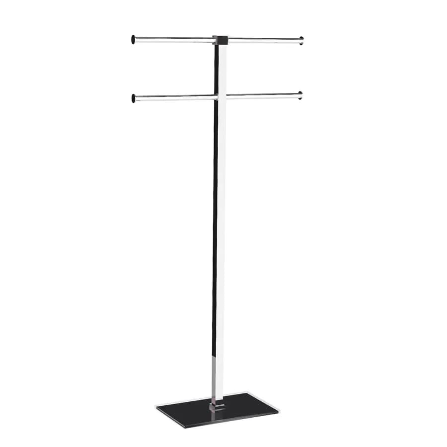 Piantana portasciugamani a 4 bracci in acciaio inox e base nero trasparente - Rainbow di Gedy