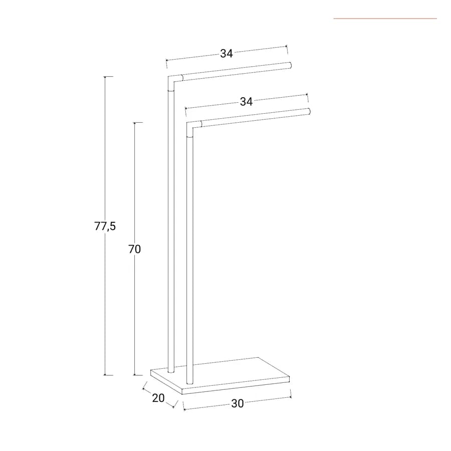 Piantana porta asciugamani 2 bracci nero e bambù - Linky