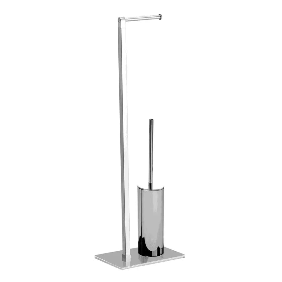 Piantana portarotolo e portascopino in acciaio inox e cromall cromo - Maine di Gedy