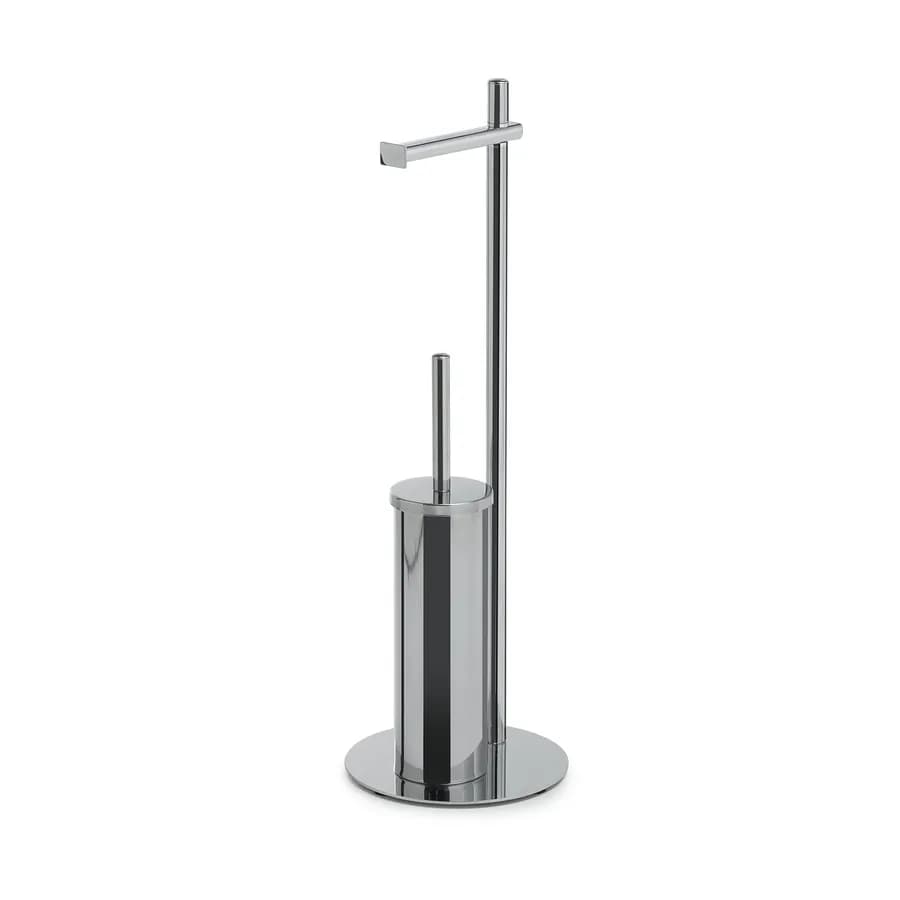 Piantana portarotolo e portascopino in acciaio inox cromo - Circle di Gedy