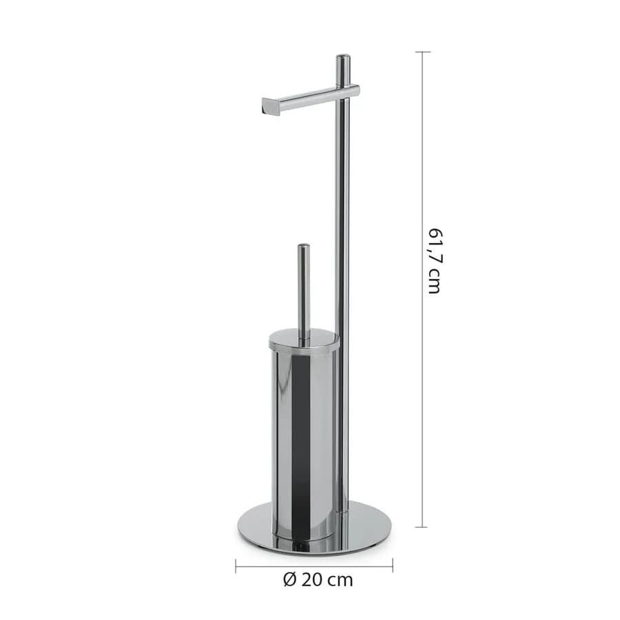 Piantana portarotolo e portascopino in acciaio inox cromo - Circle di Gedy