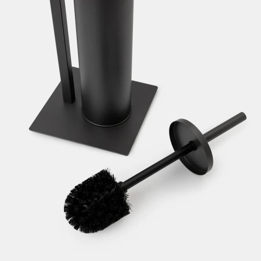 Piantana portarotolo e portascopino in acciaio inox nero satinato - Clover