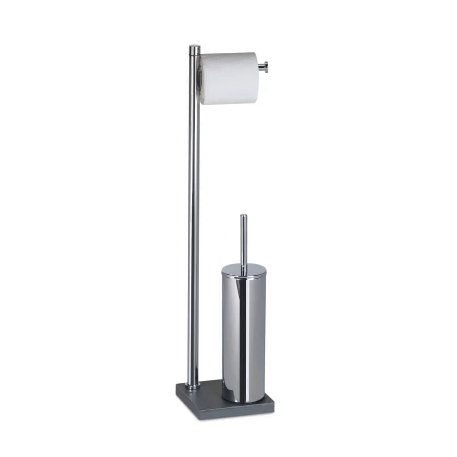 Piantana portarotolo e scopino acciao inox grigio - Trilly di Gedy