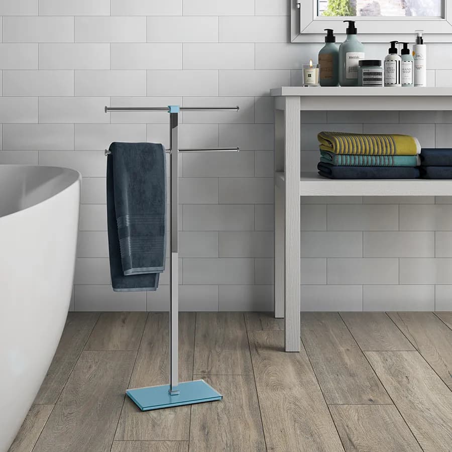 Piantana portasalviette 4 bracci in acciaio inox e resina celeste - Rainbow di Gedy