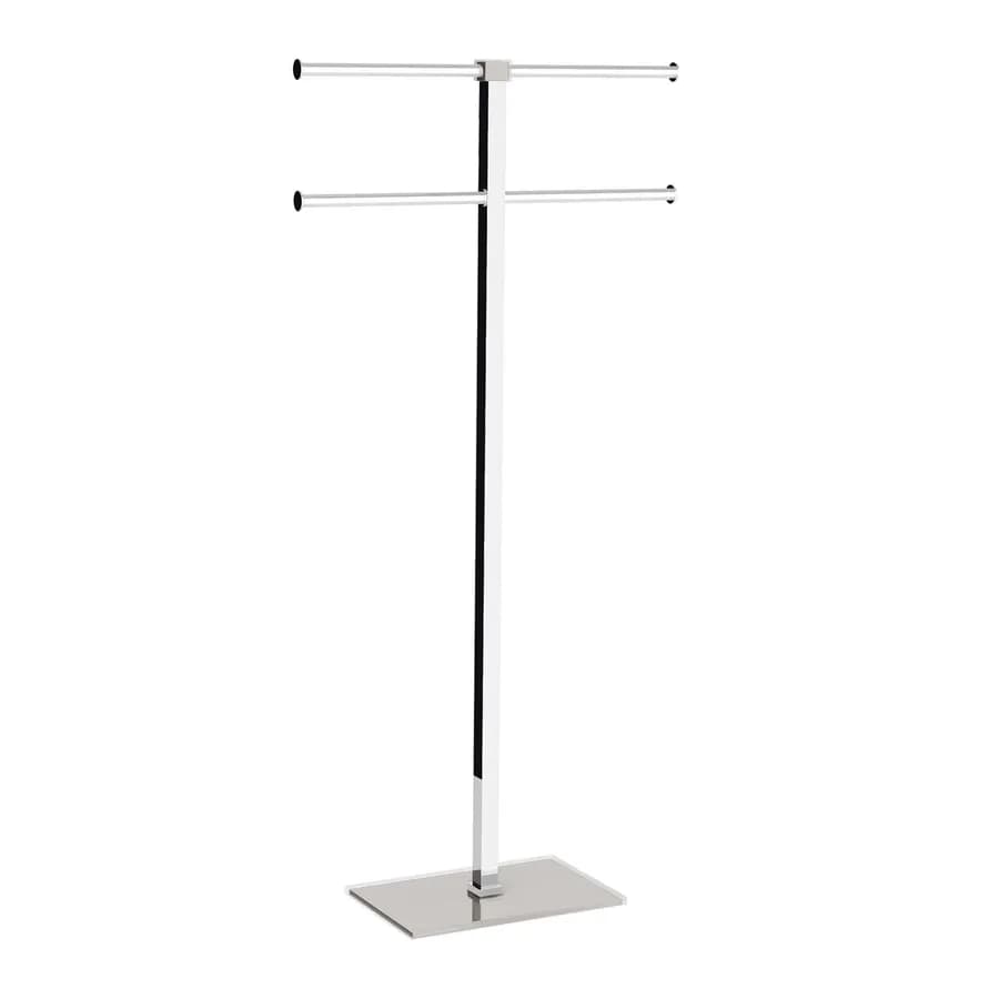 Piantana portasciugamani a 4 bracci in acciaio inox e base tortora chiaro e trasparente - Rainbow di Gedy