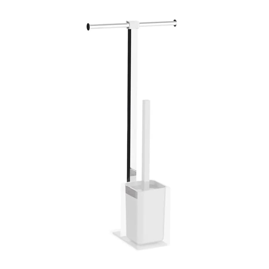 Piantana portarotolo in acciaio inox e portascopino bianco e trasparente - Rainbow di Gedy