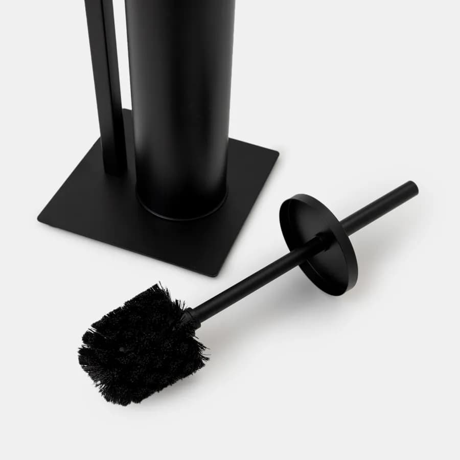 Piantana portarotolo e portascopino in acciaio inox nero opaco - Clover