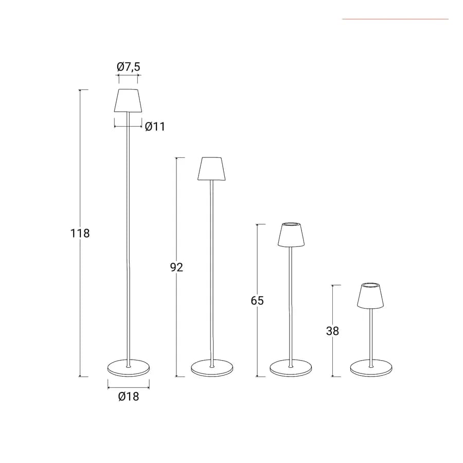 Piantana touch a LED in alluminio nero con altezza regolabile - Classic