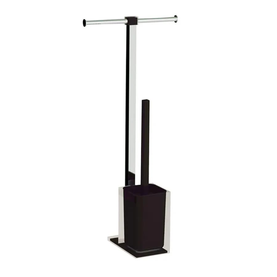 Piantana portarotolo in acciaio inox e portascopino nero e trasparente - Rainbow di Gedy