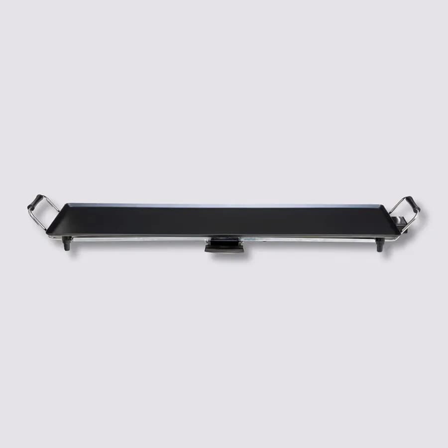 Piastra elettrica 96x22 cm in alluminio nero con manici