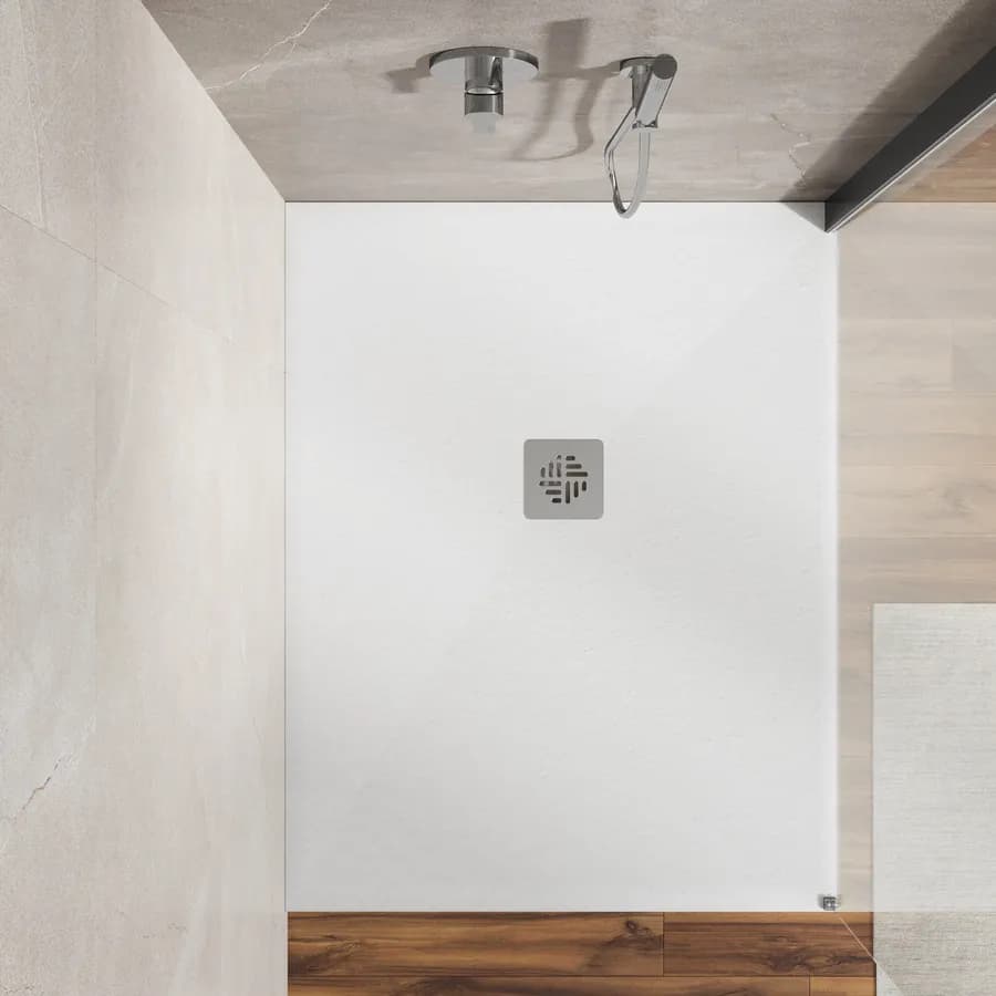 Piatto doccia 100 X 110 cm effetto pietra riducibile bianco - Nalos