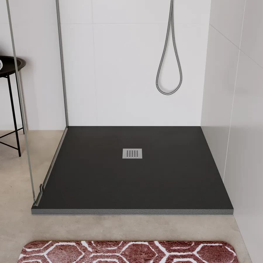 Piatto doccia 100x100 cm antracite effetto pietra riducibile - Liat