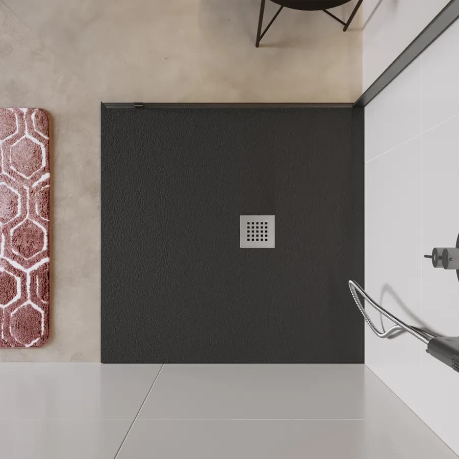 Piatto doccia 100x100 cm antracite effetto pietra riducibile - Liat